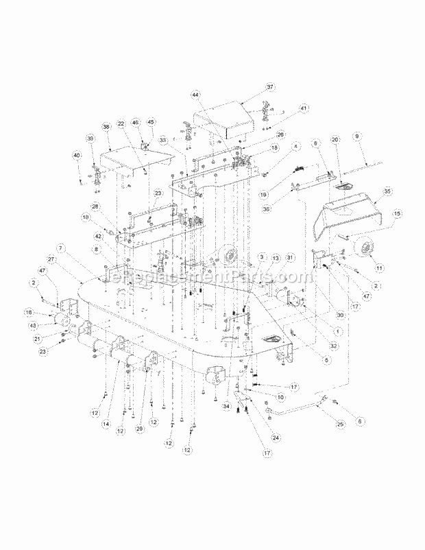 Fabricated Cutter Deck 60-Inch Diagram and Parts List for M60-CT 53AB5JEX750-28-HP-3Cylinder-OHV Cub Cadet Lawn Tractor